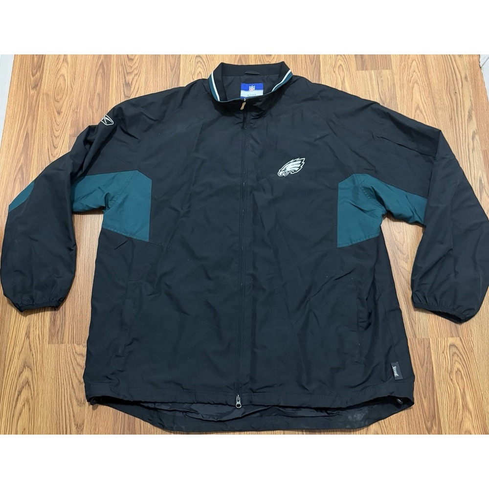 Reebok Philadelphia Eagles NFL On Field Windbreaker Mens 2XL Black Full Zip